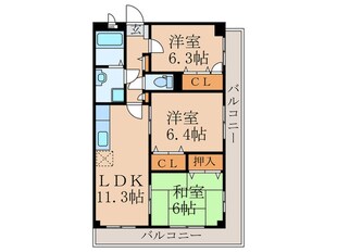 カーサ宮の前の物件間取画像